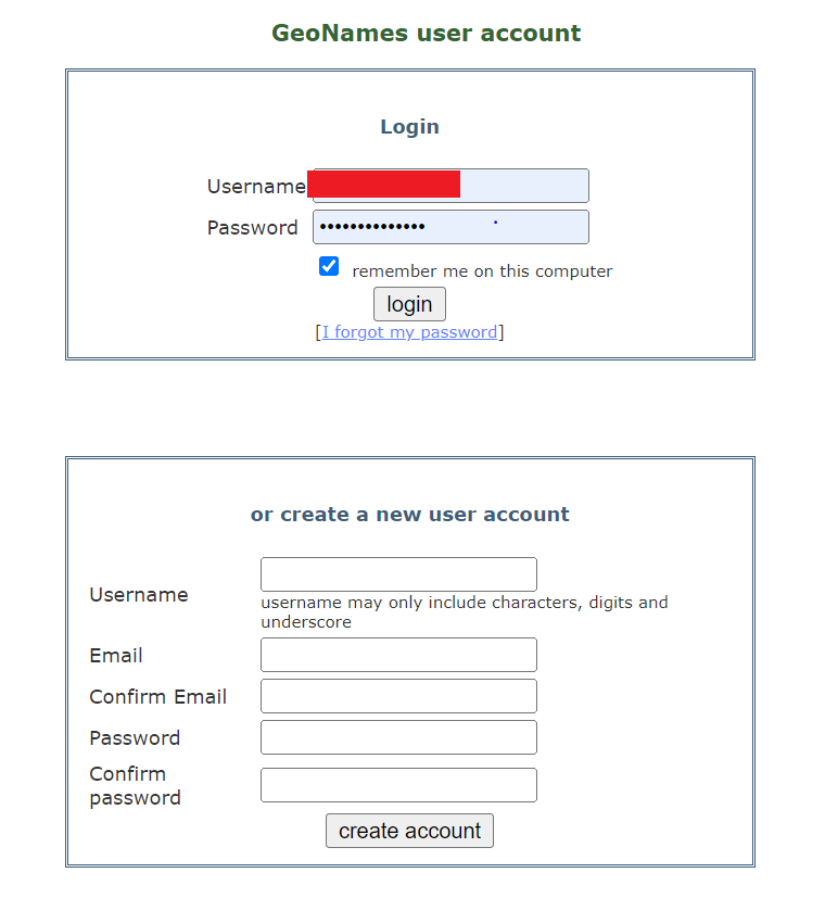 Create an account in Geolocation